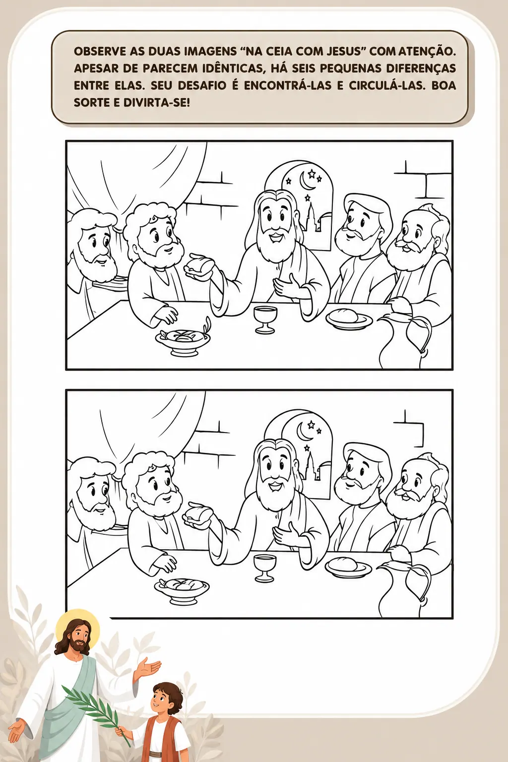 Atividade de observação - Encontre as diferenças na Ceia com Jesus