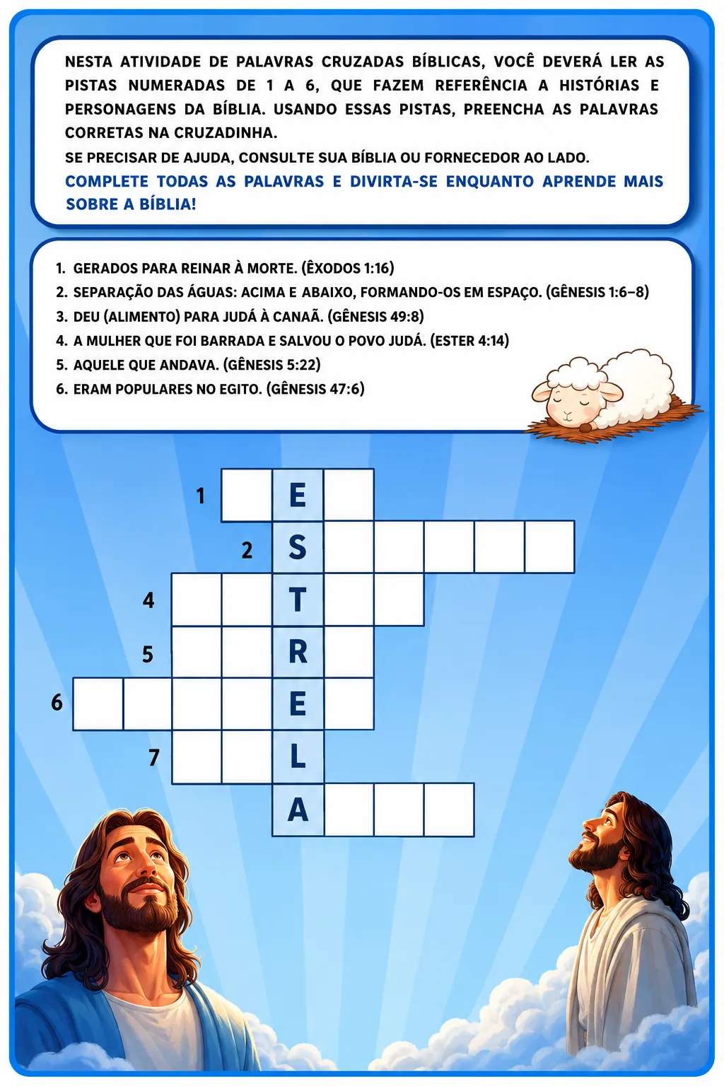 Cruzadinha bíblica com personagens da Bíblia