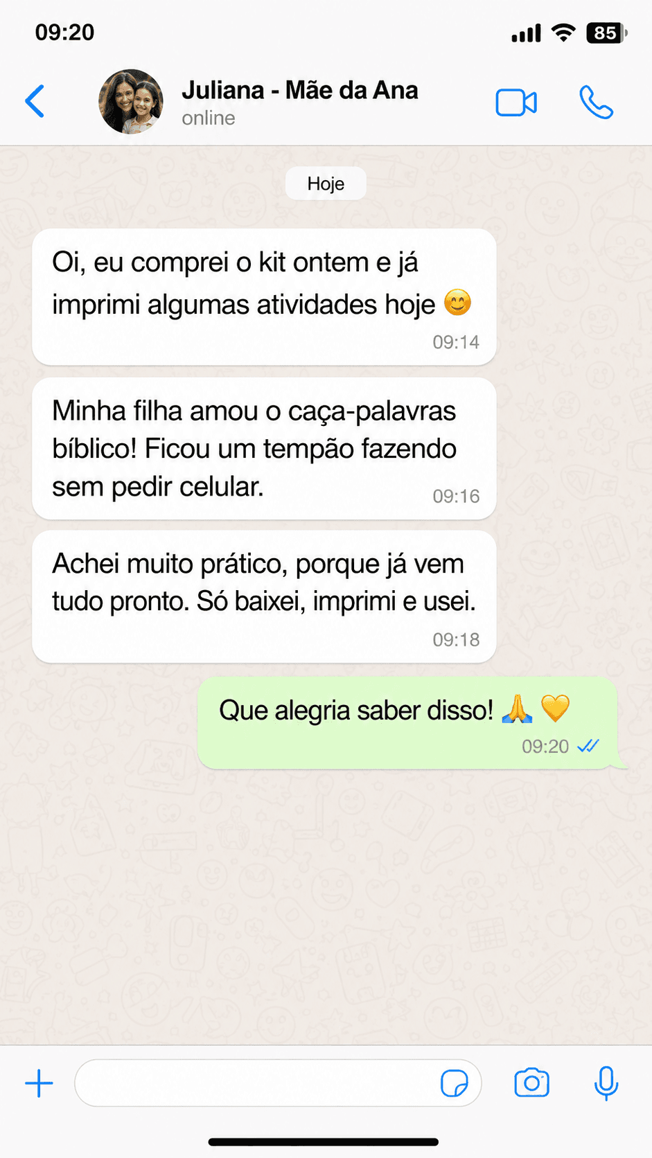Depoimento de Juliana, mãe da Ana
