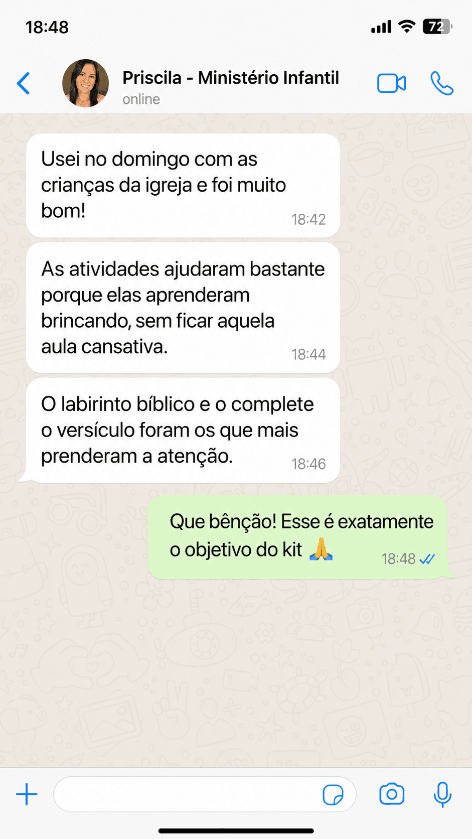 Depoimento de Priscila, do Ministério Infantil