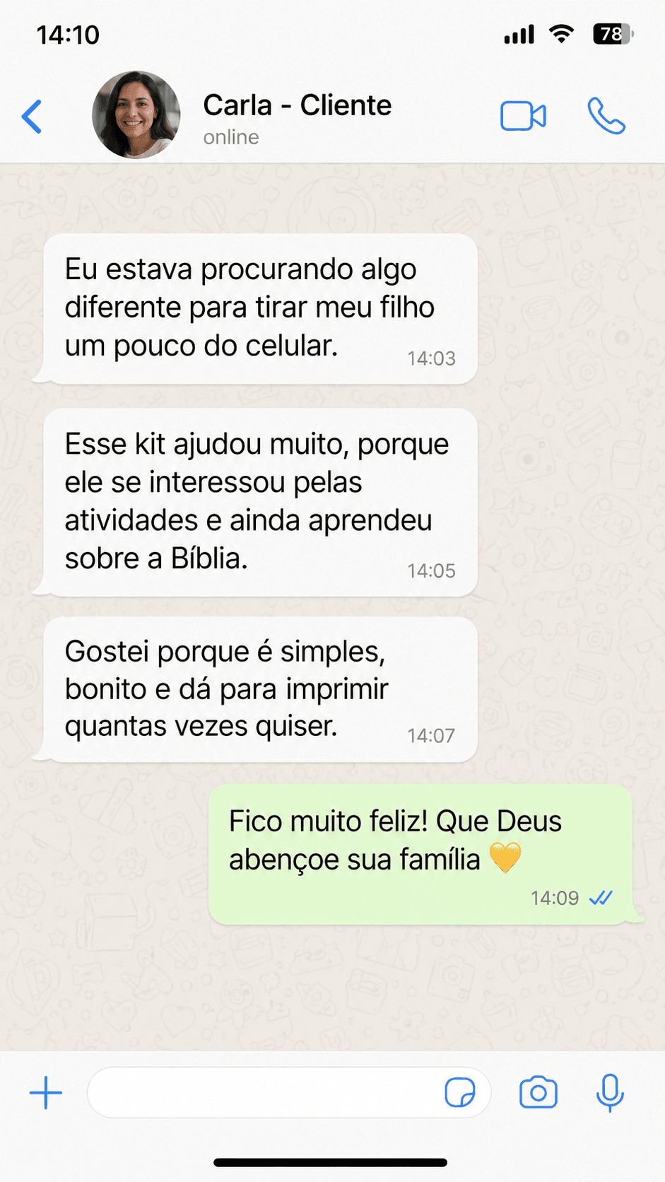 Depoimento de Carla, cliente